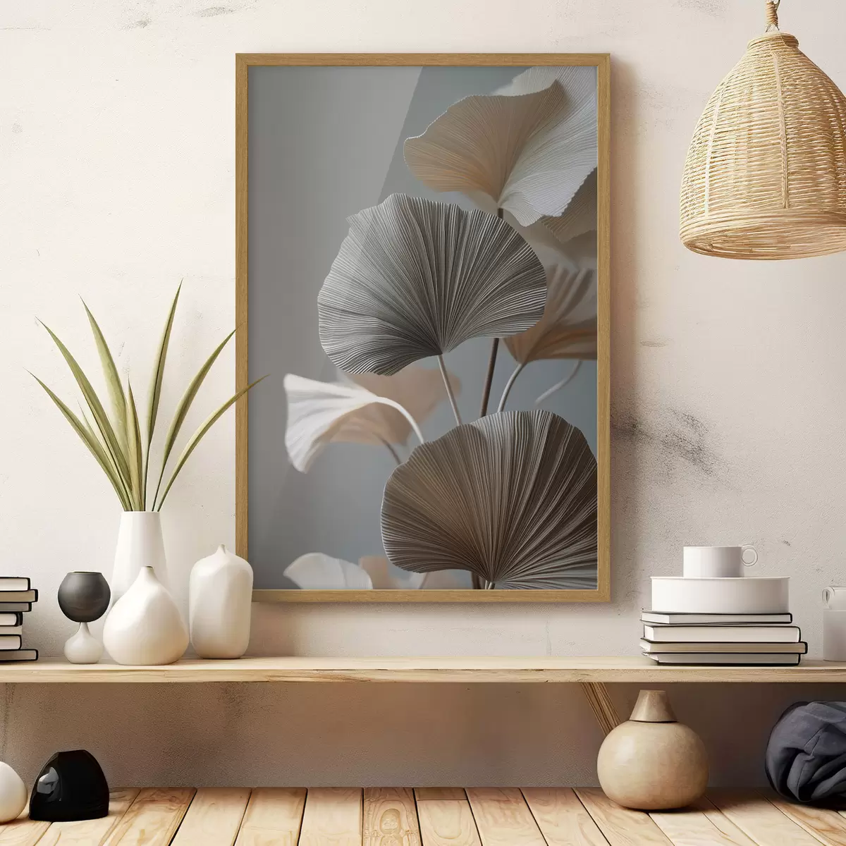 Poster Decoratieve waaiervormige bladeren f49971