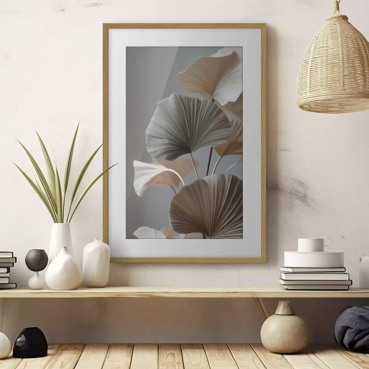 Poster Decoratieve waaiervormige bladeren f49971