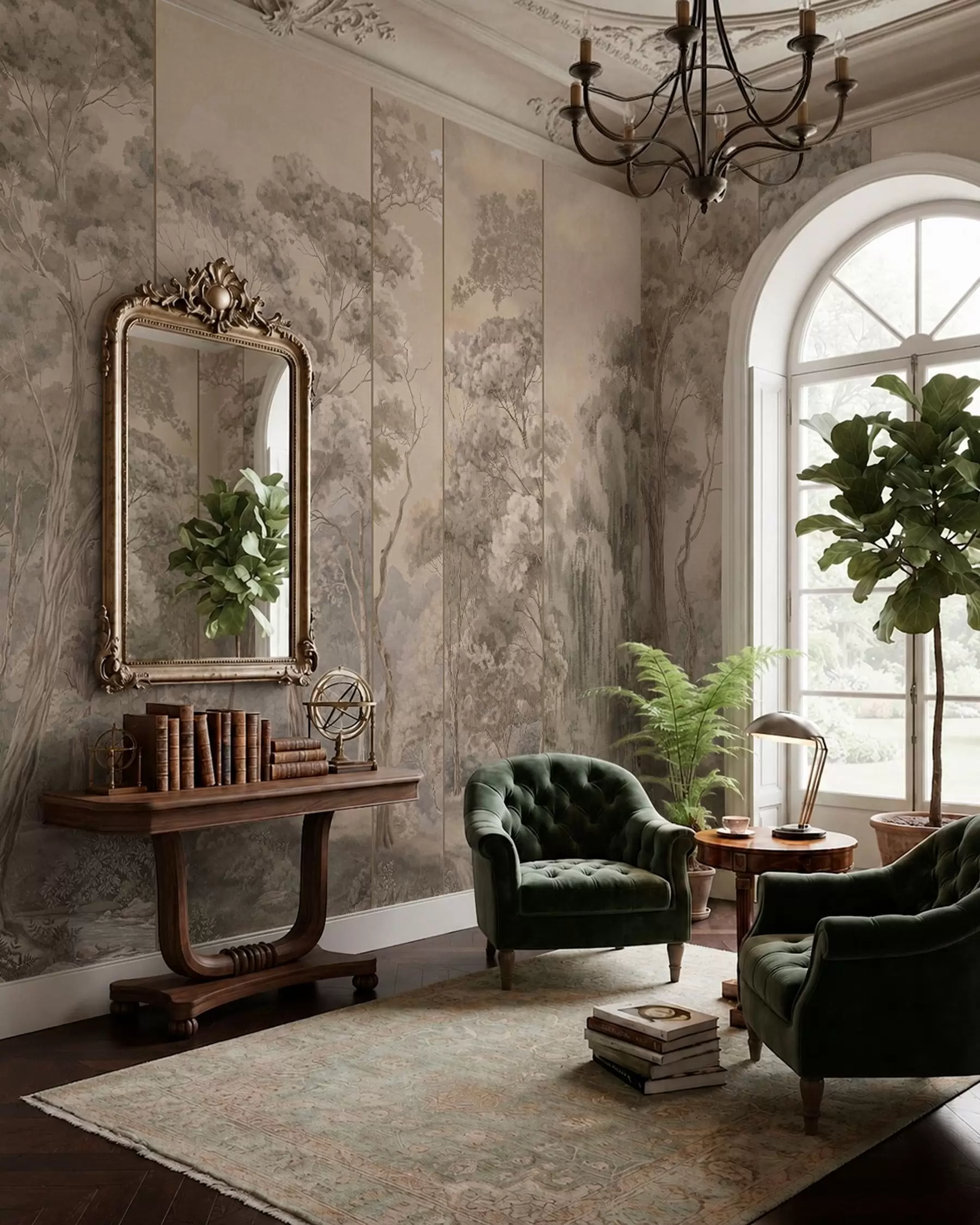 Fotobehang Bos in vintagestijl w05811