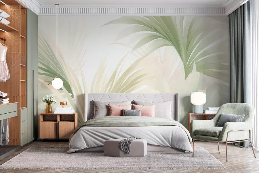 Fotobehang Palm bladeren w05801