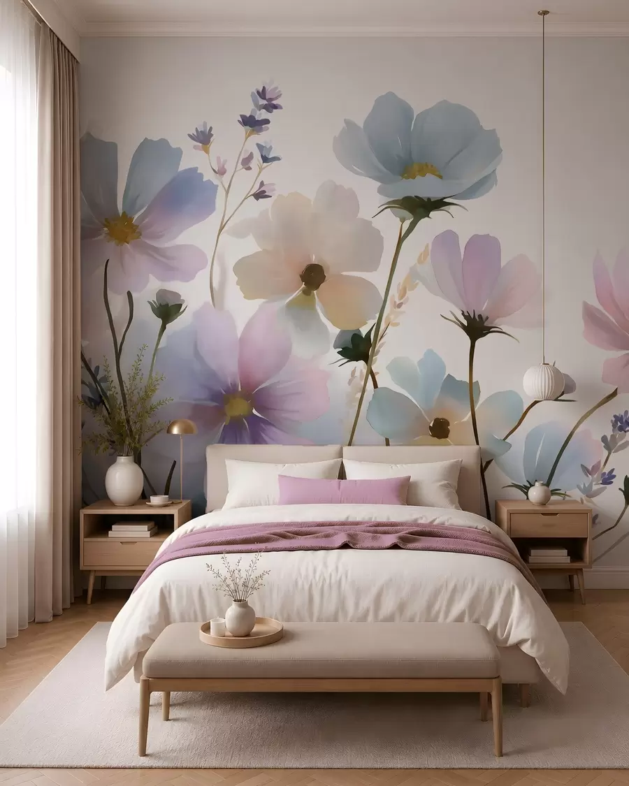 Fotobehang Wilde bloemen in aquarelstijl w05755