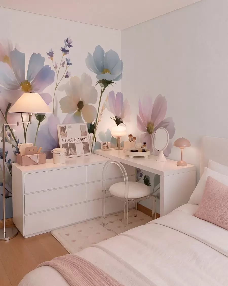 Fotobehang Wilde bloemen in aquarelstijl w05755