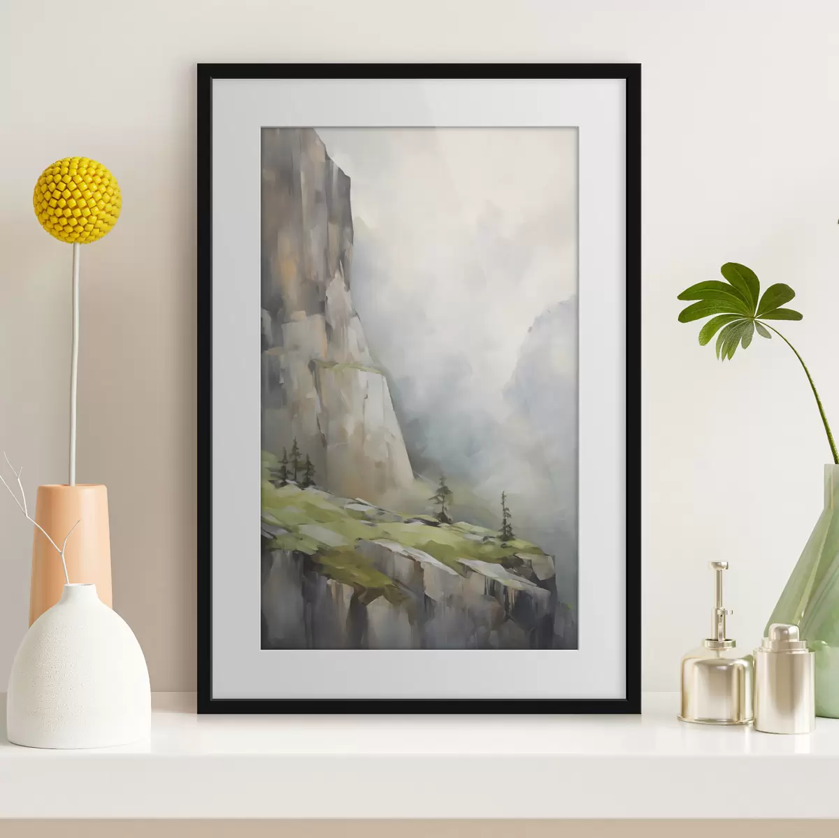 Poster Berglandschap, naar een schilderij f50135