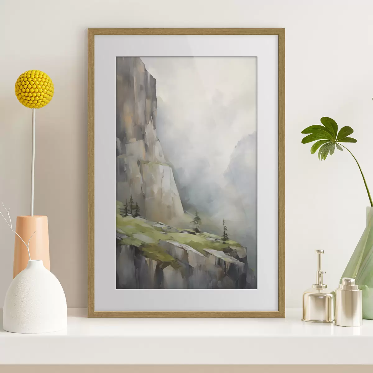Poster Berglandschap, naar een schilderij f50135