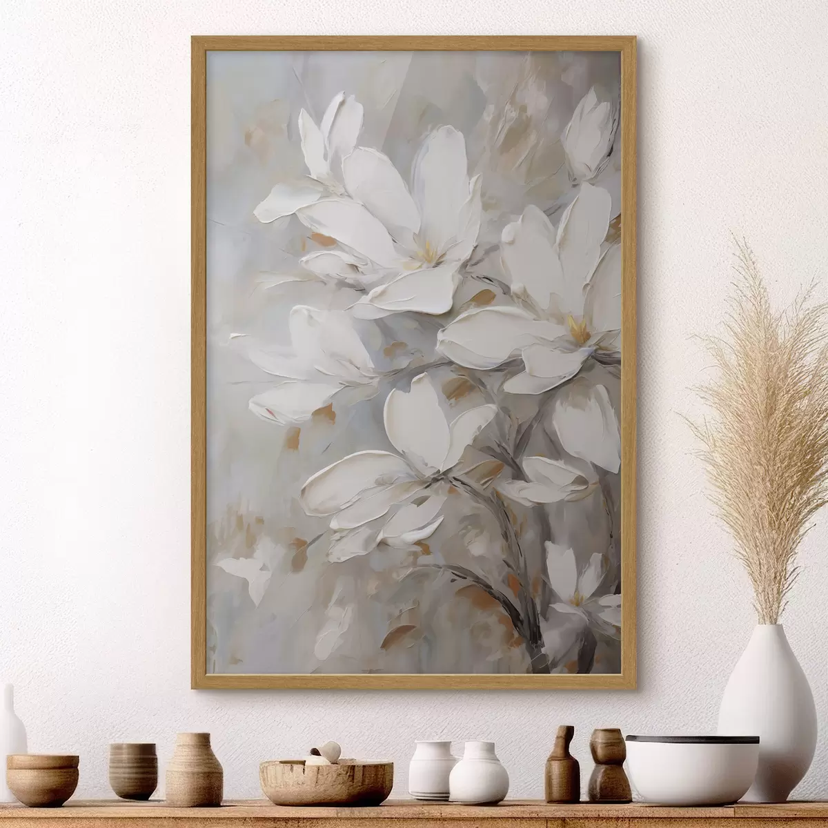 Poster Abstracte bloemen, schilderijimitatie f50138