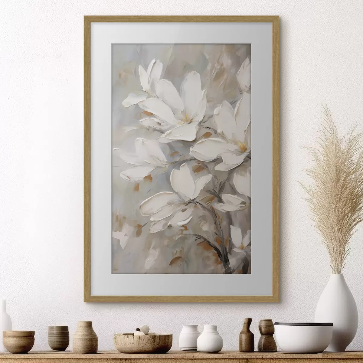 Poster Abstracte bloemen, schilderijimitatie f50138