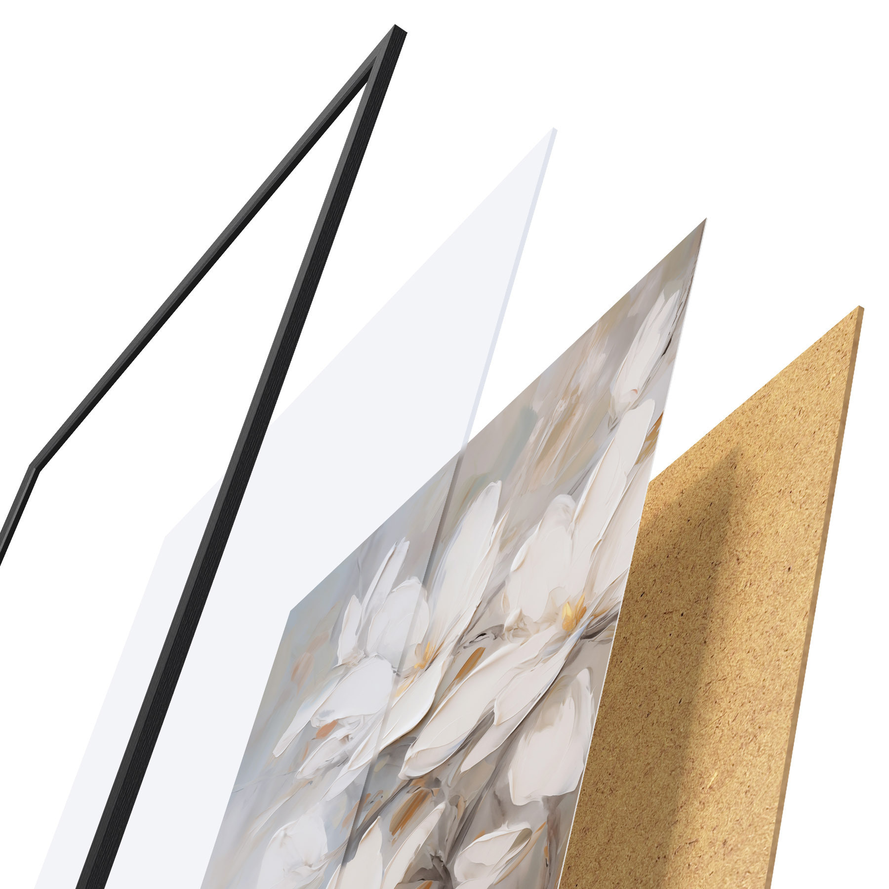 Poster Abstracte bloemen, schilderijimitatie f50138
