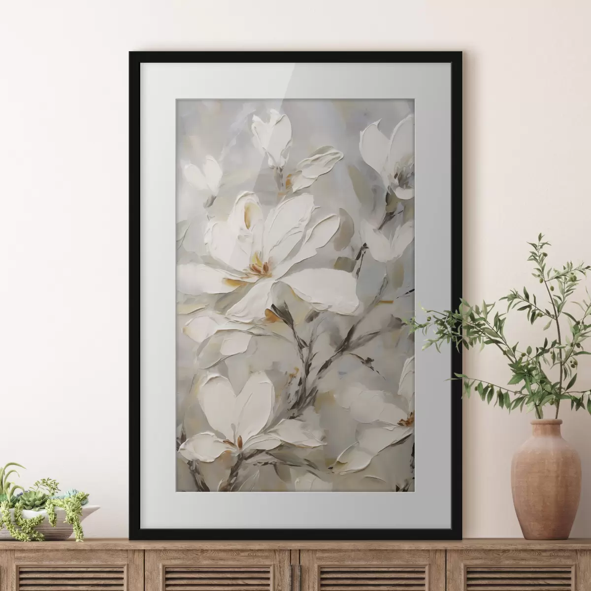 Poster Abstracte bloemen, schilderijimitatie f50139
