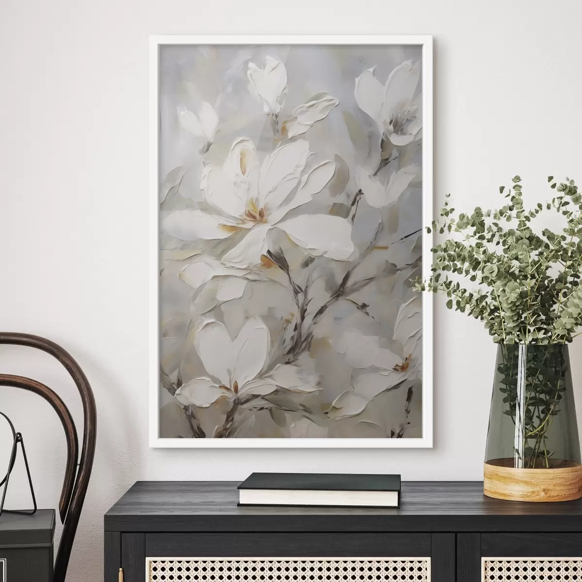 Poster Abstracte bloemen, schilderijimitatie f50139