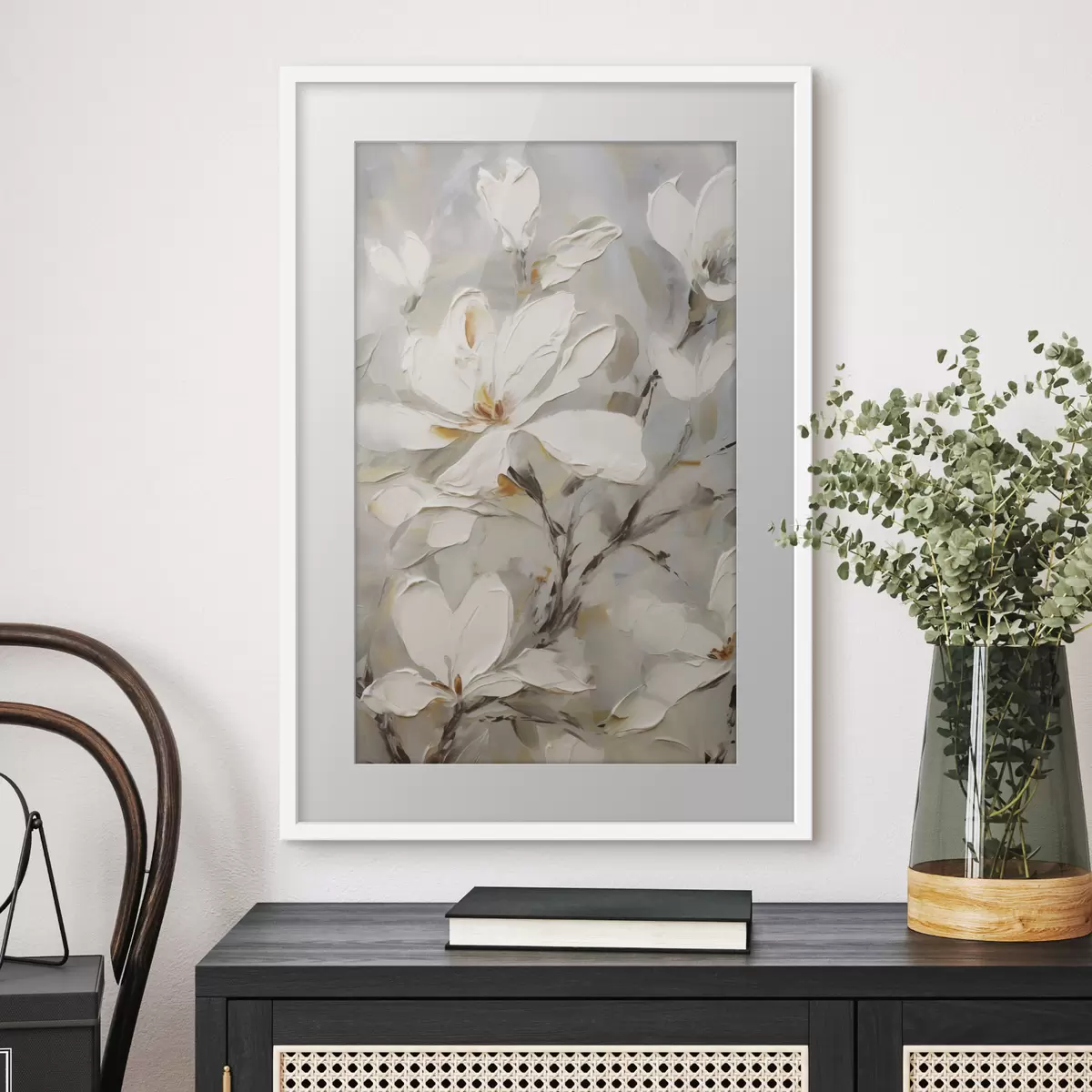 Poster Abstracte bloemen, schilderijimitatie f50139