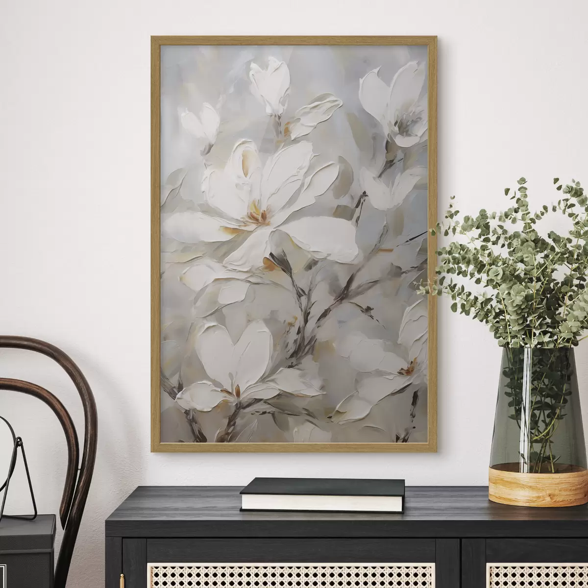 Poster Abstracte bloemen, schilderijimitatie f50139
