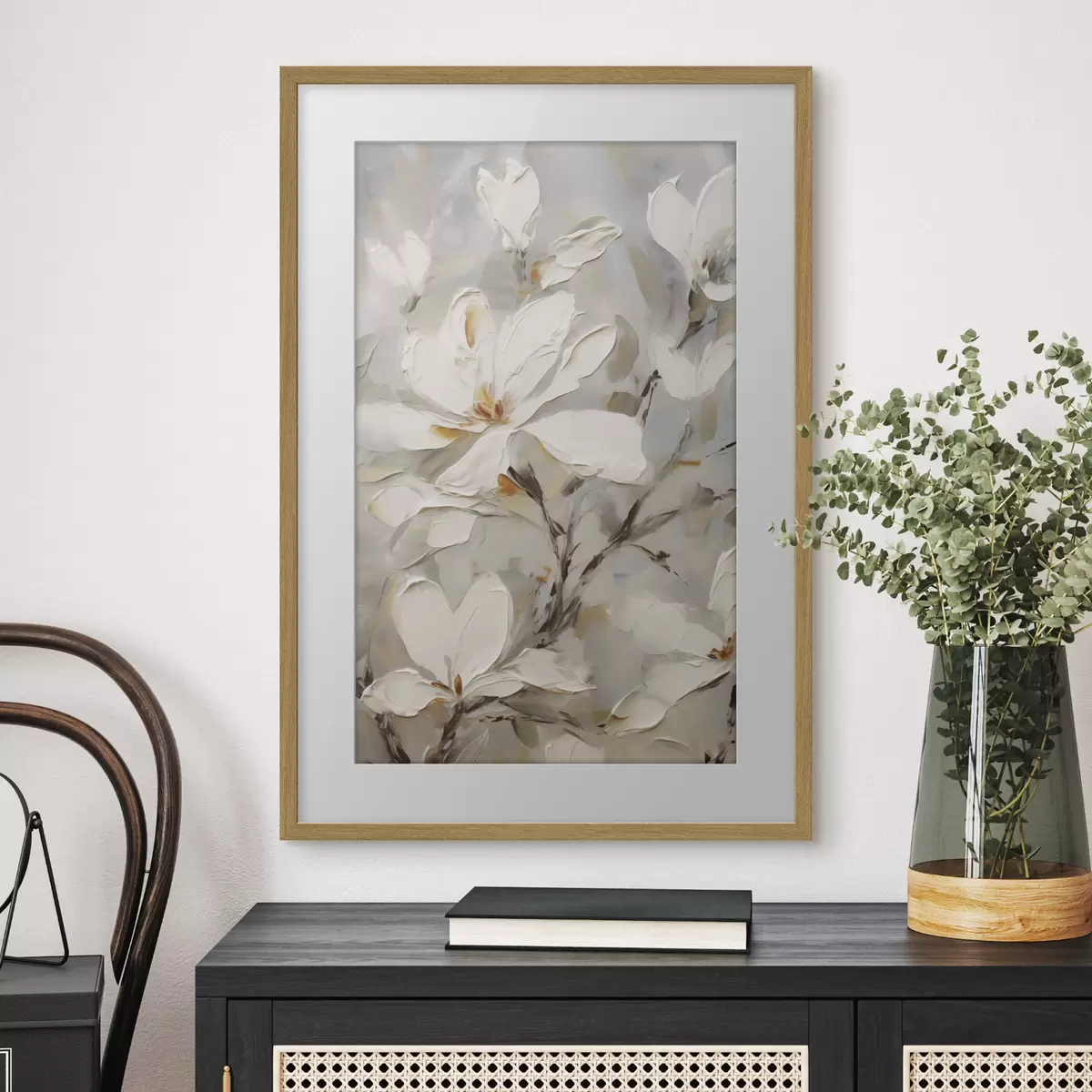 Poster Abstracte bloemen, schilderijimitatie f50139