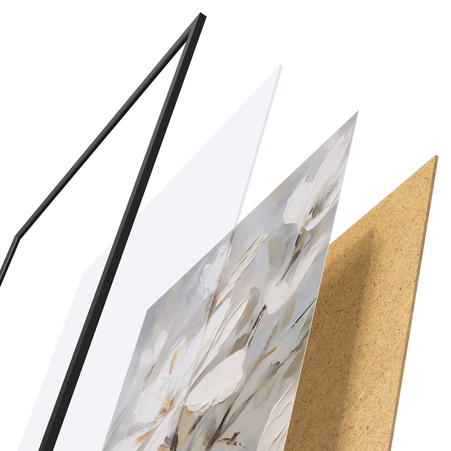 Poster Abstracte bloemen, schilderijimitatie f50139