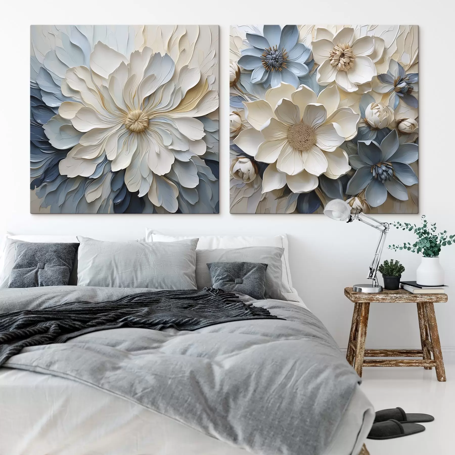  Schilderijen Bloemen, platte illustratie, schilderijimitatie m30802
