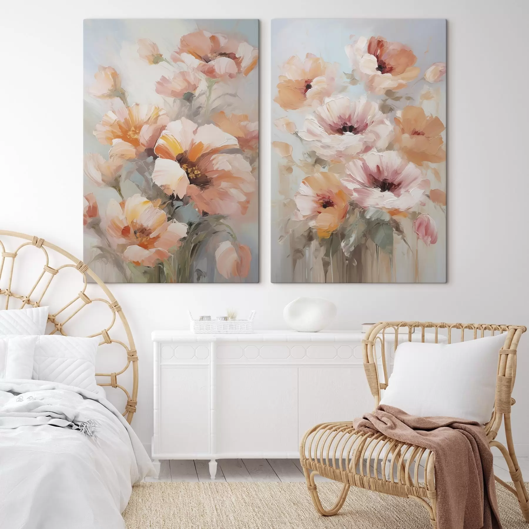  Schilderijen Verfijnde bloemen, schilderijimitatie m30806
