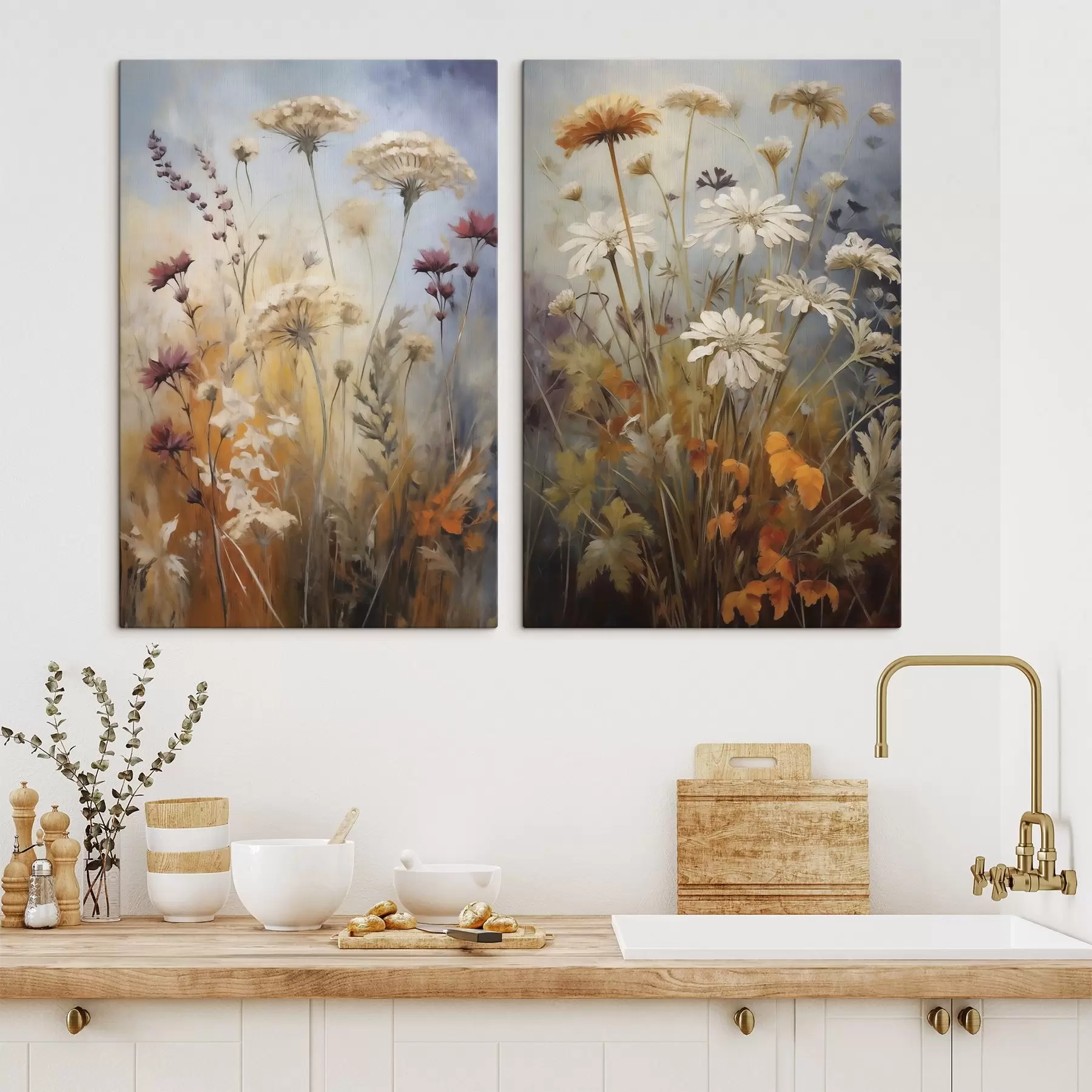  Schilderijen Wilde bloemen en grassen, schilderijimitatie m30808