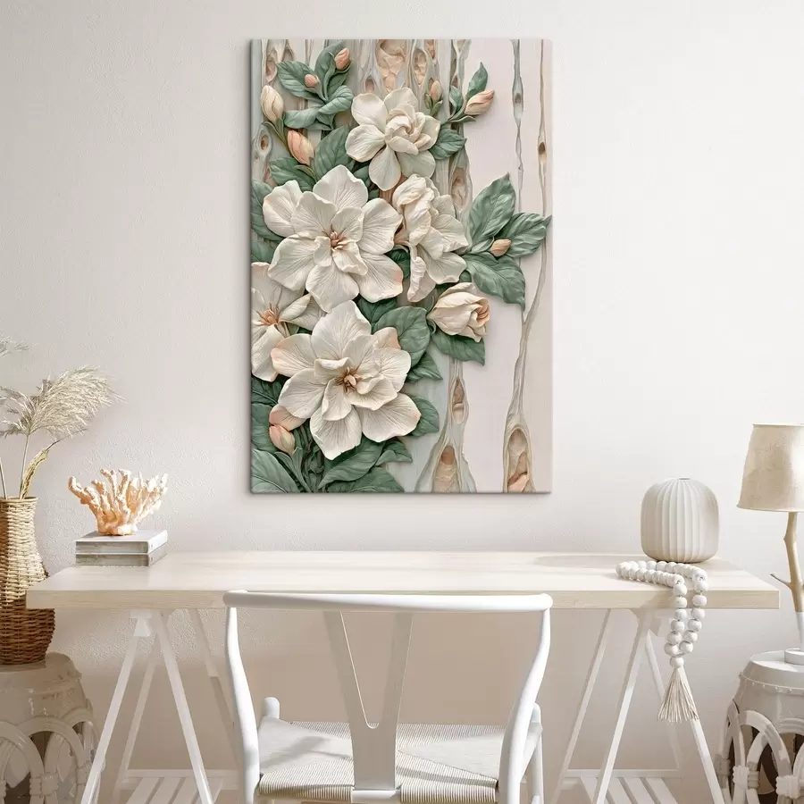  Schilderijen Abstracte bloemen met bladeren s50080