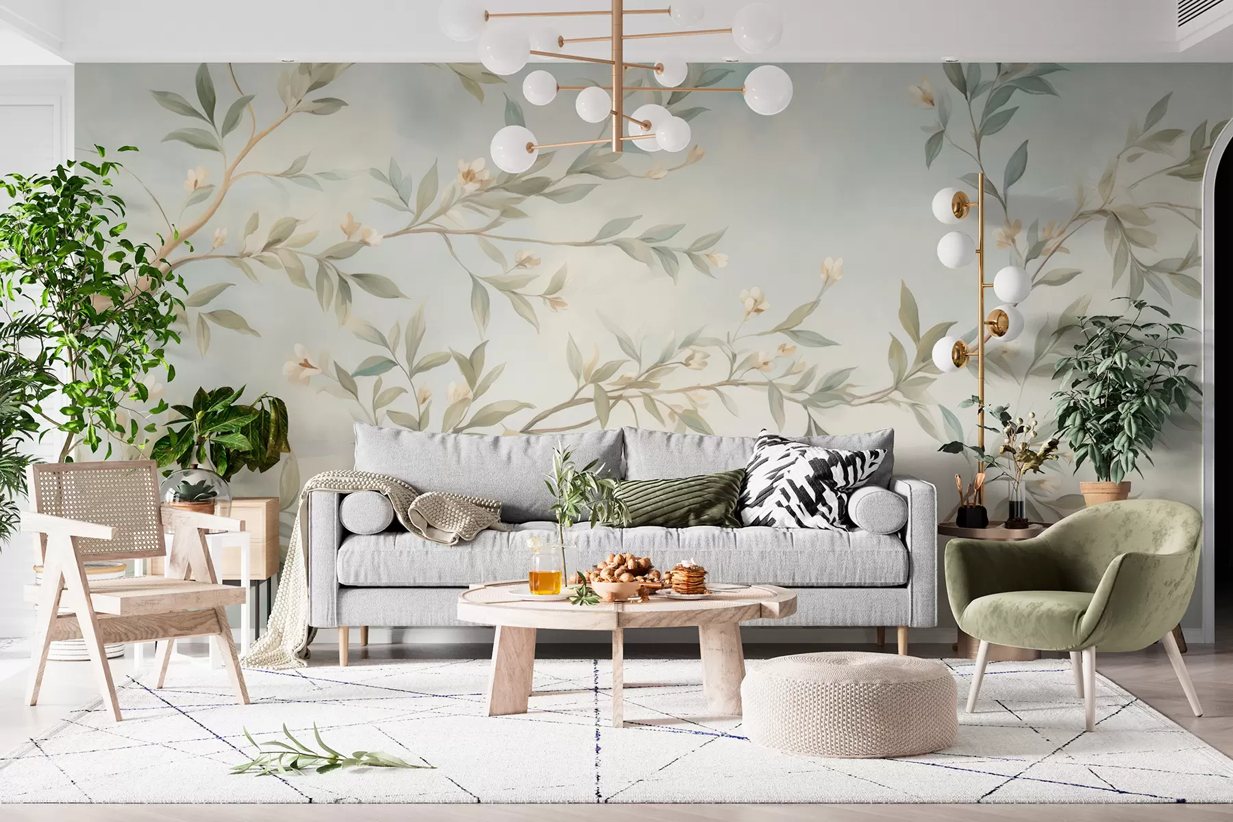 Fotobehang Een tak met bloemen w05677