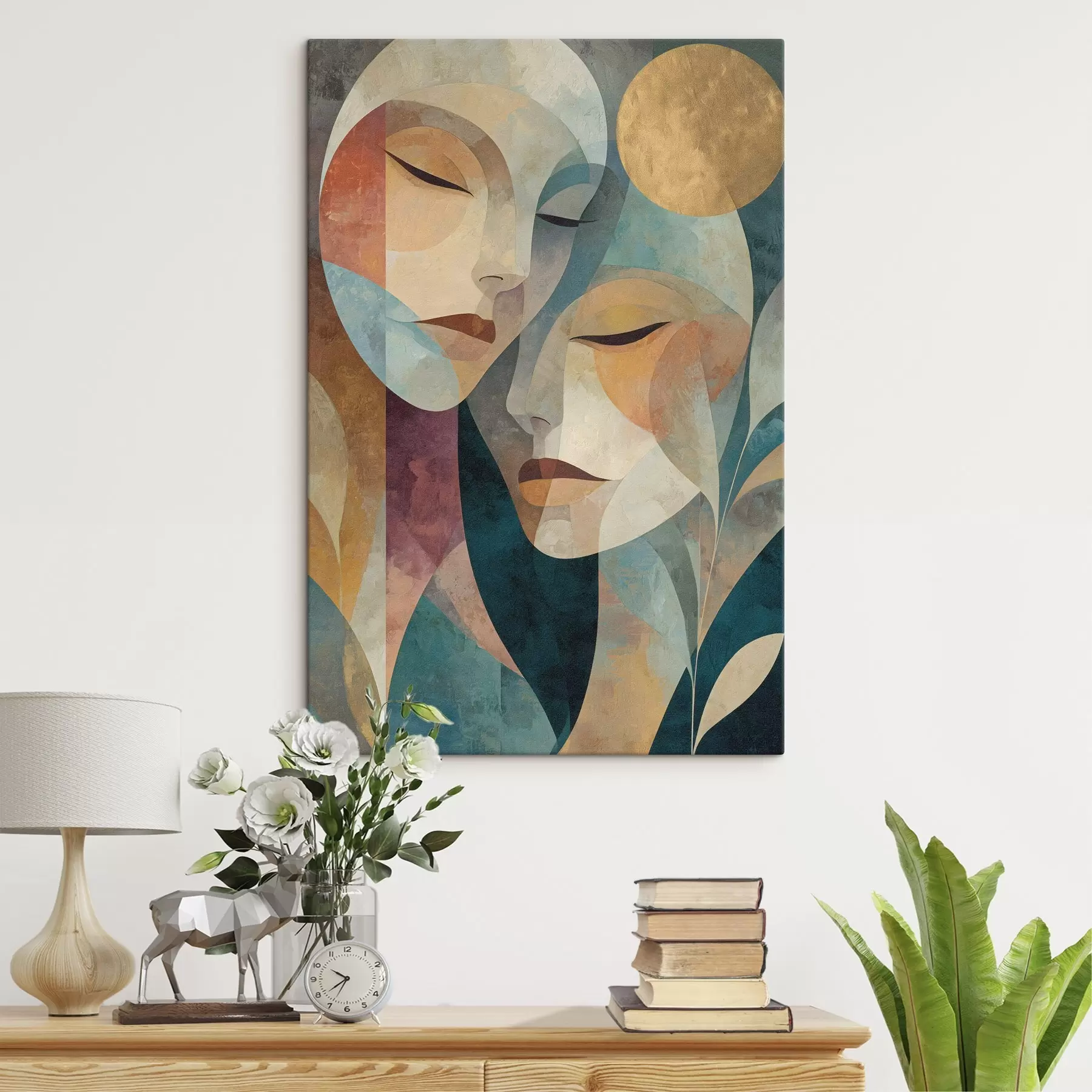  Schilderijen Een abstract etnisch portret van twee vrouwen s49940