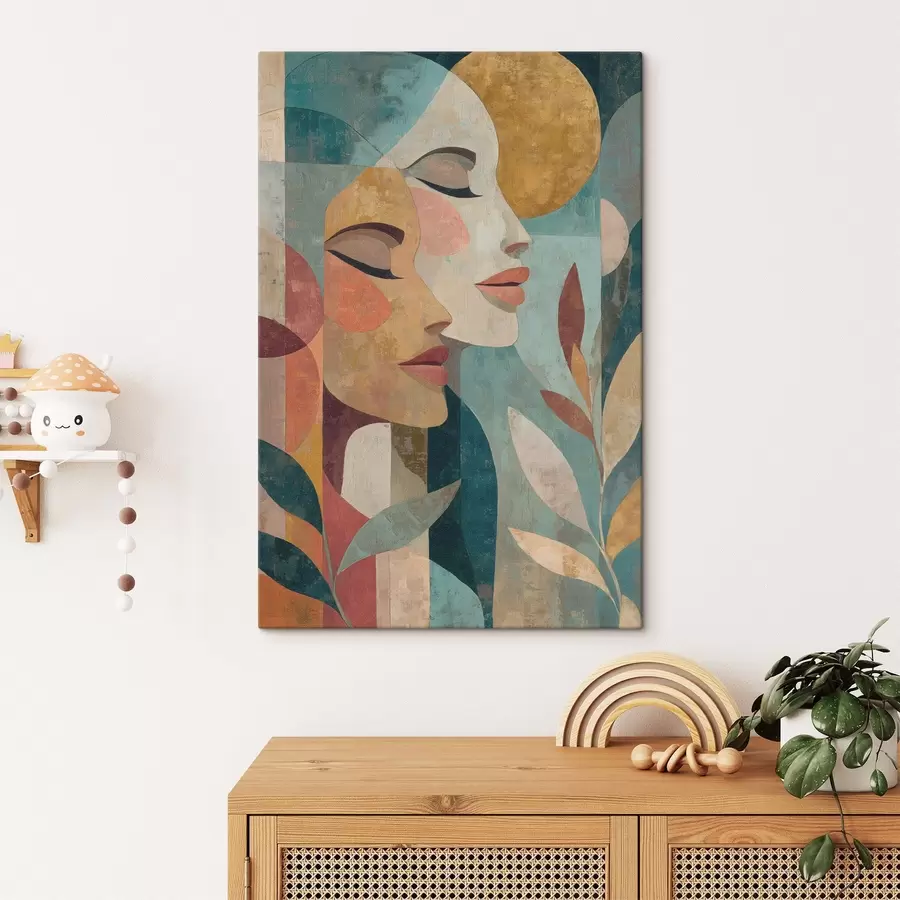  Schilderijen Een abstract etnisch portret van twee vrouwen s49941