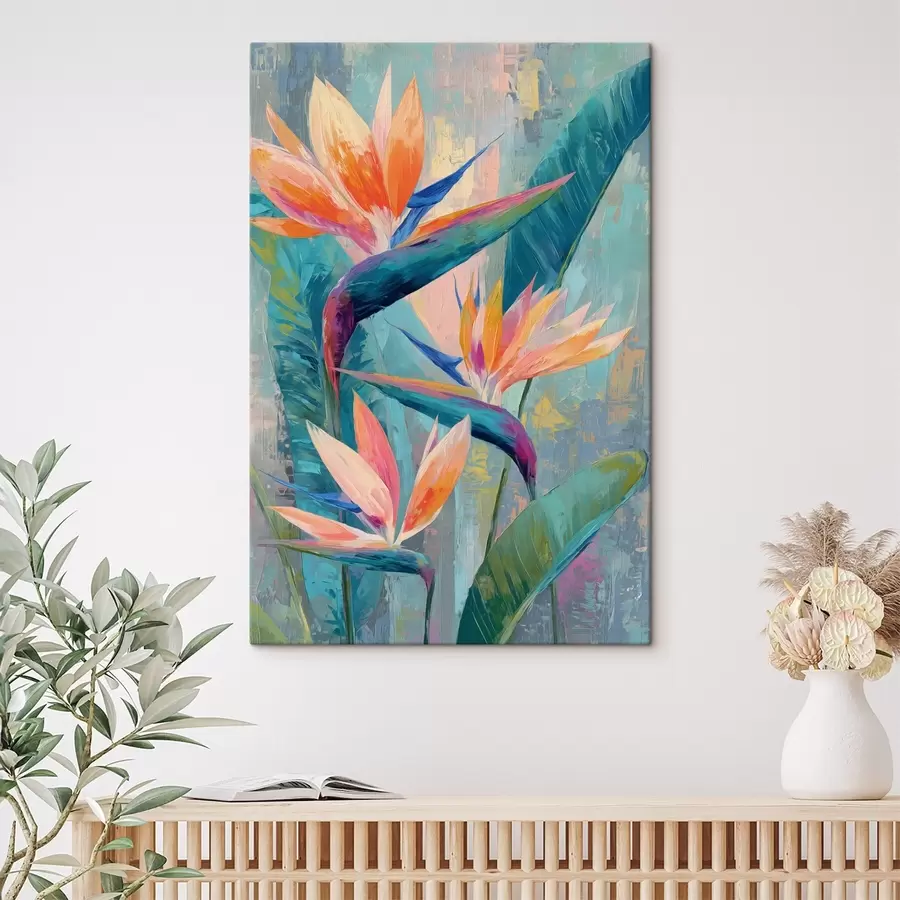  Schilderijen Een levendige strelitzia in schilderachtige stijl s50150