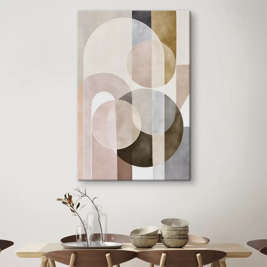  Schilderijen Een abstract ontwerp met bogen en cirkels s50157
