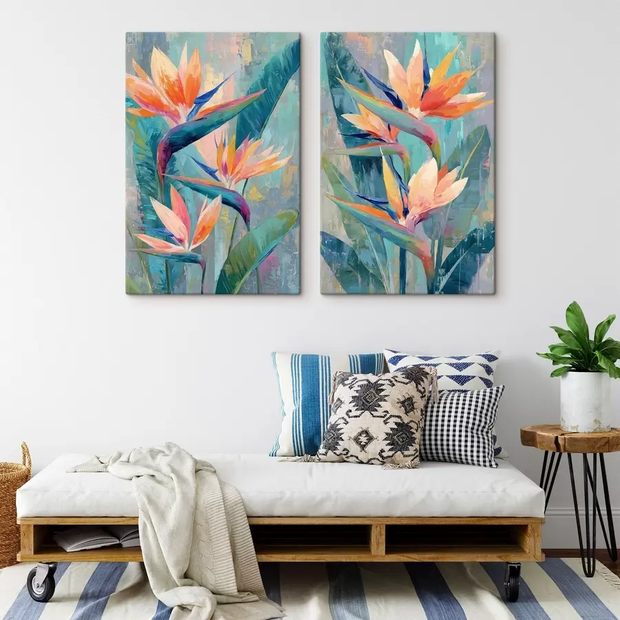  Schilderijen Een levendige strelitzia in schilderachtige stijl m30814