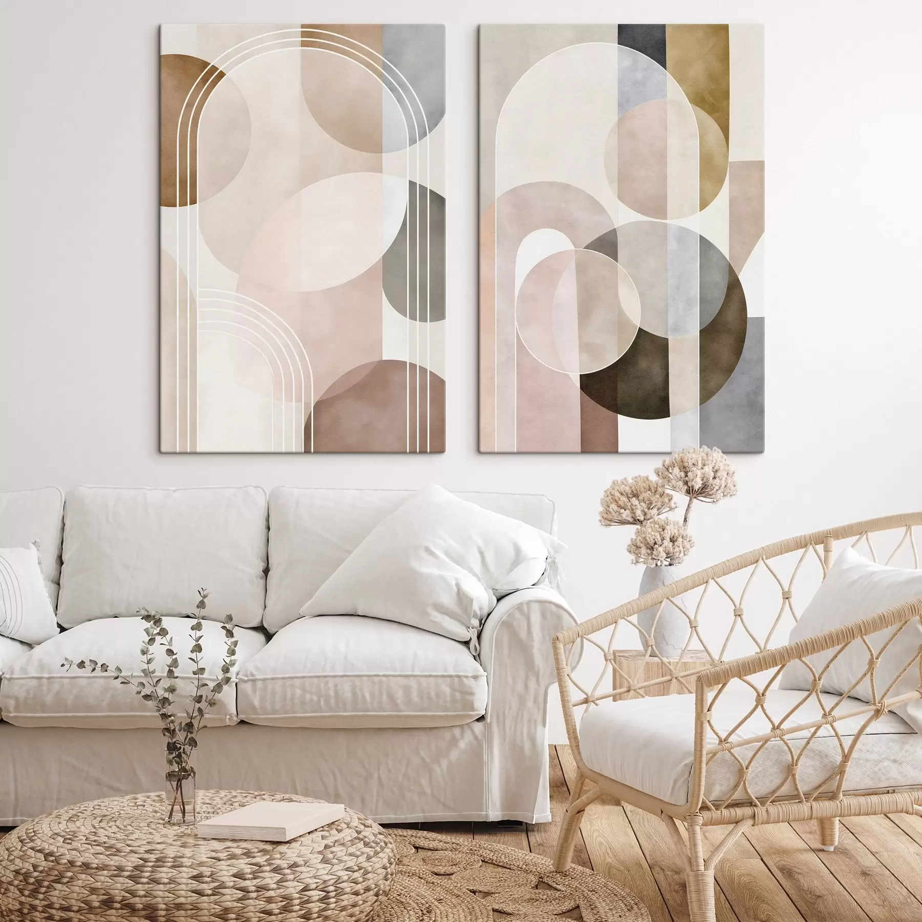  Schilderijen Een abstract ontwerp met bogen en cirkels m30817