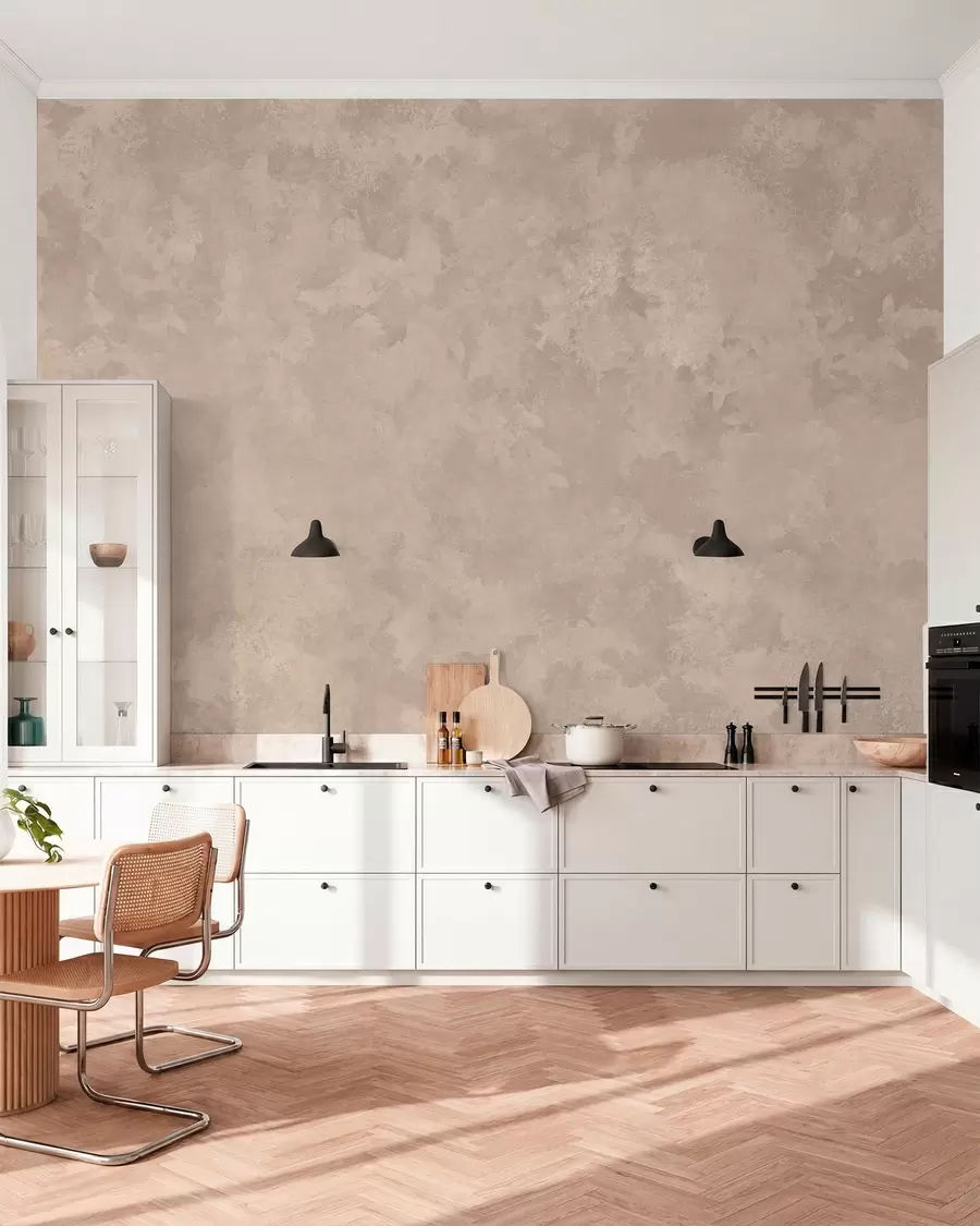 Fotobehang Warme, amandelbeige textuur met zachte, natuurlijke kleurovergangen w05814
