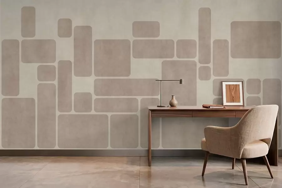Fotobehang Geometrisch patroon met afgeronde rechthoeken w05141