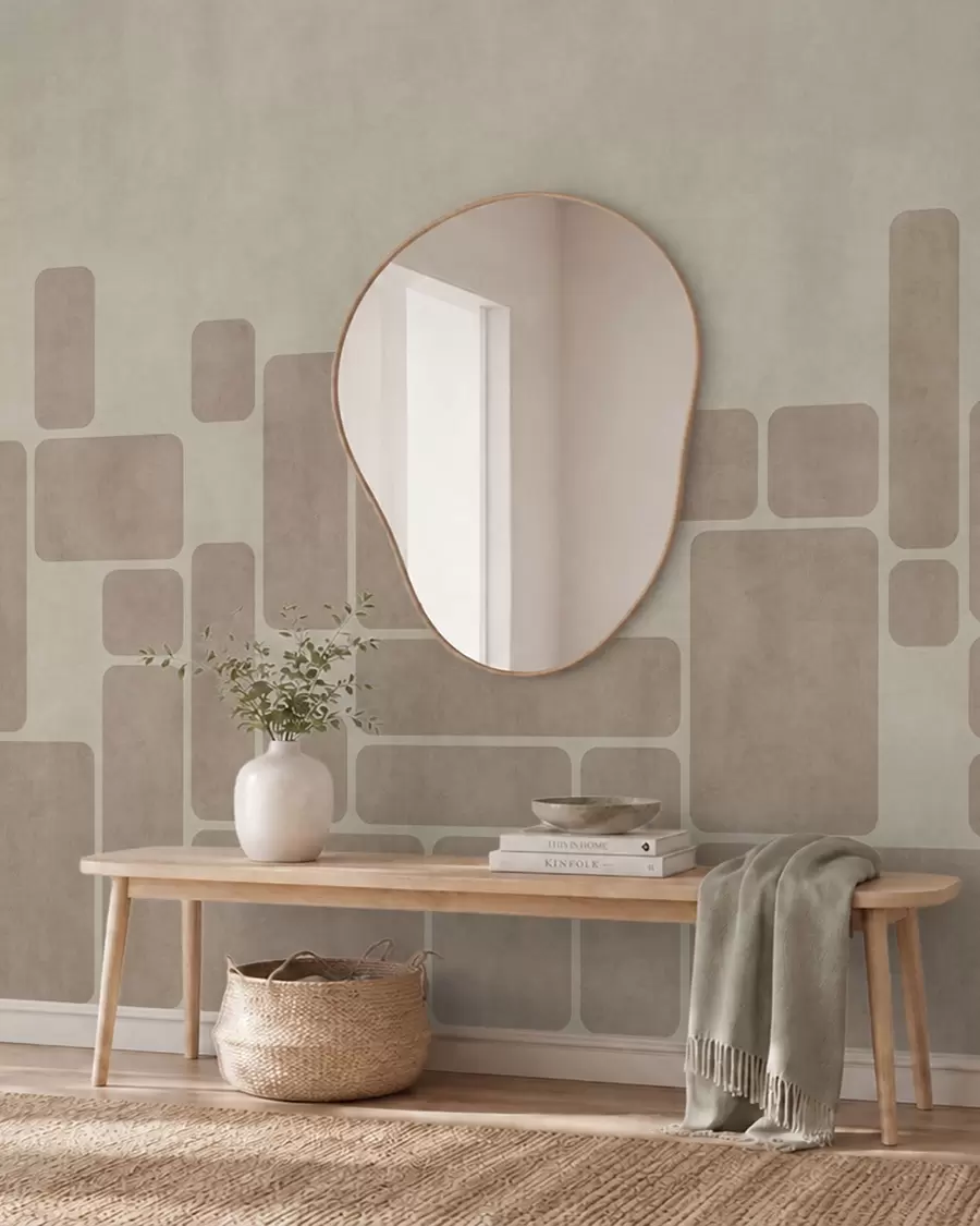 Fotobehang Geometrisch patroon met afgeronde rechthoeken w05141