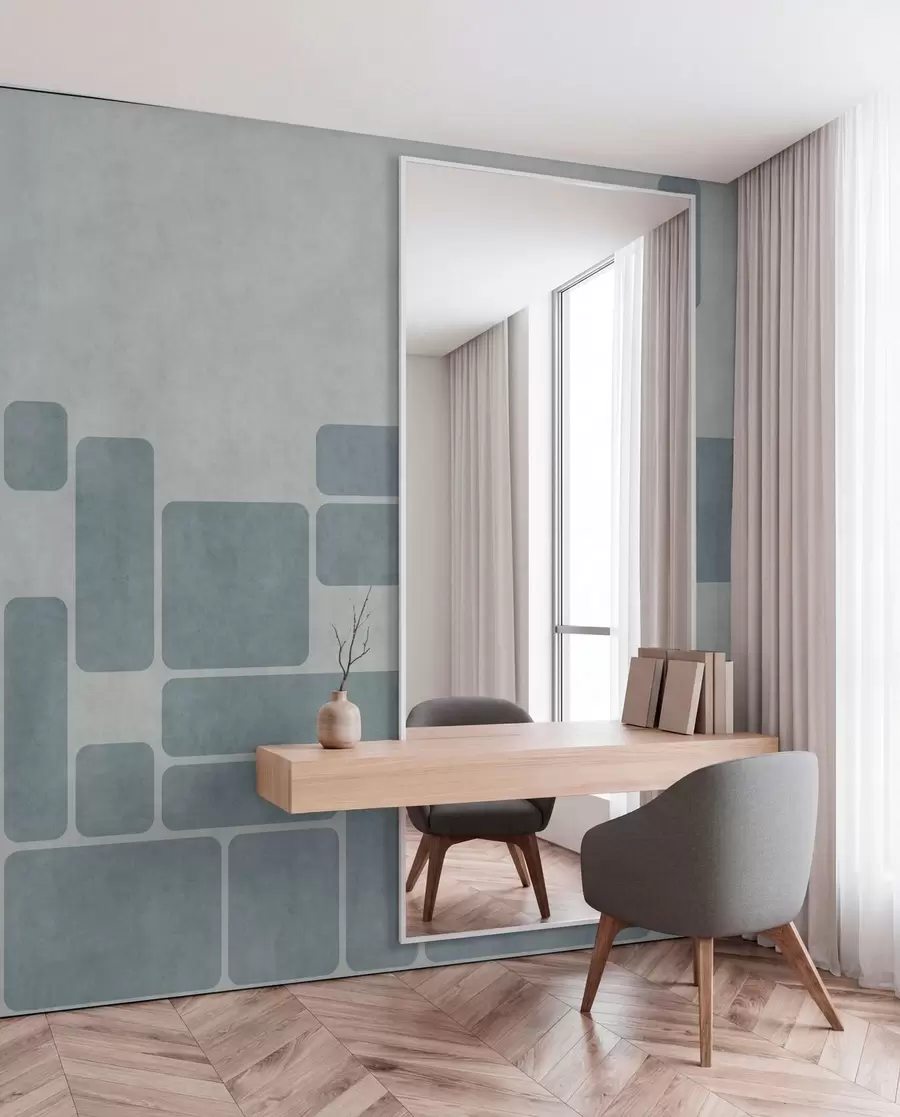 Fotobehang Geometrisch patroon in lichtblauwe tinten w05141v2