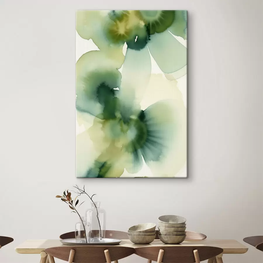  Schilderijen Abstracte aquarelstijl met vloeiende vormen in groene tinten s50207