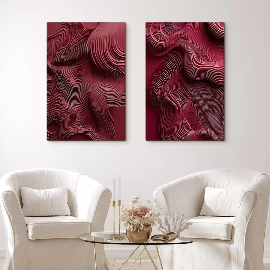  Schilderijen Donkerrode, golvende, gelaagde, abstracte, vloeiende texturen, moderne kunst m30844