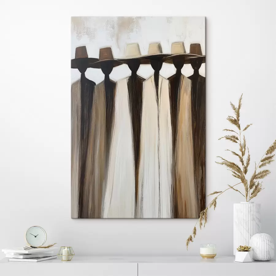  Schilderijen Abstracte figuren met hoeden s50248