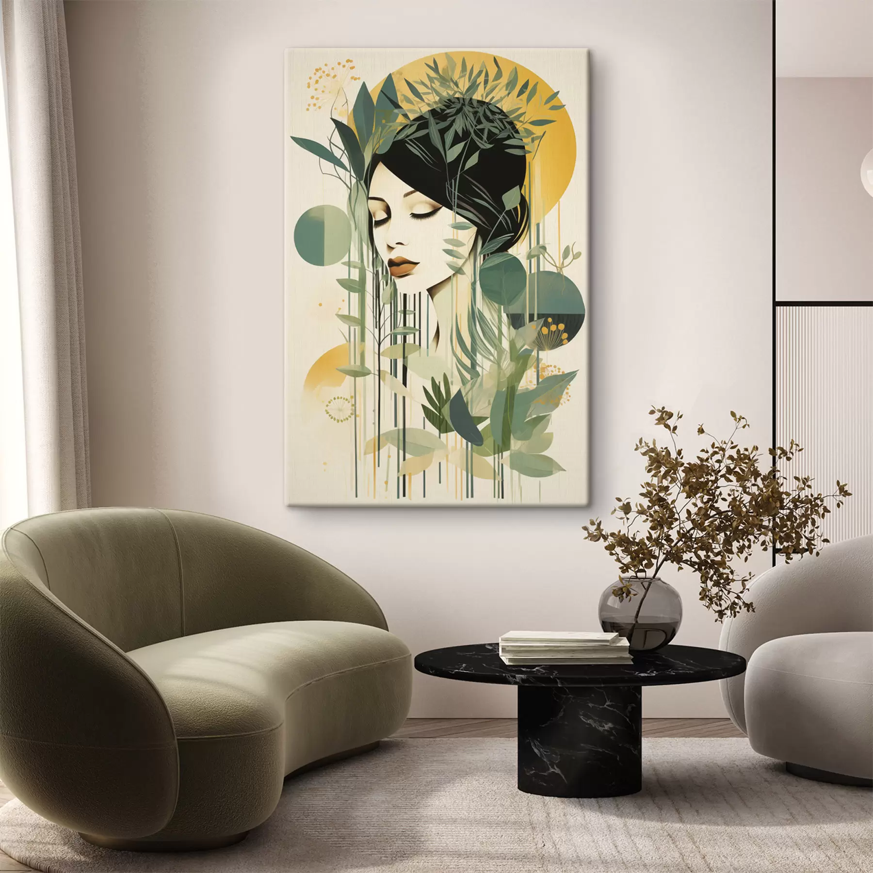  Schilderijen Vrouw met planten s50249