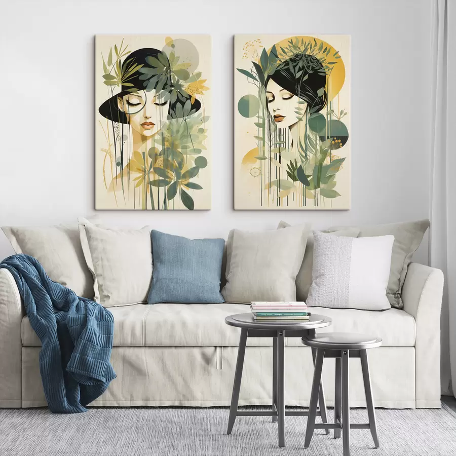 Fotobehang Botanische portretten van vrouwen m30854
