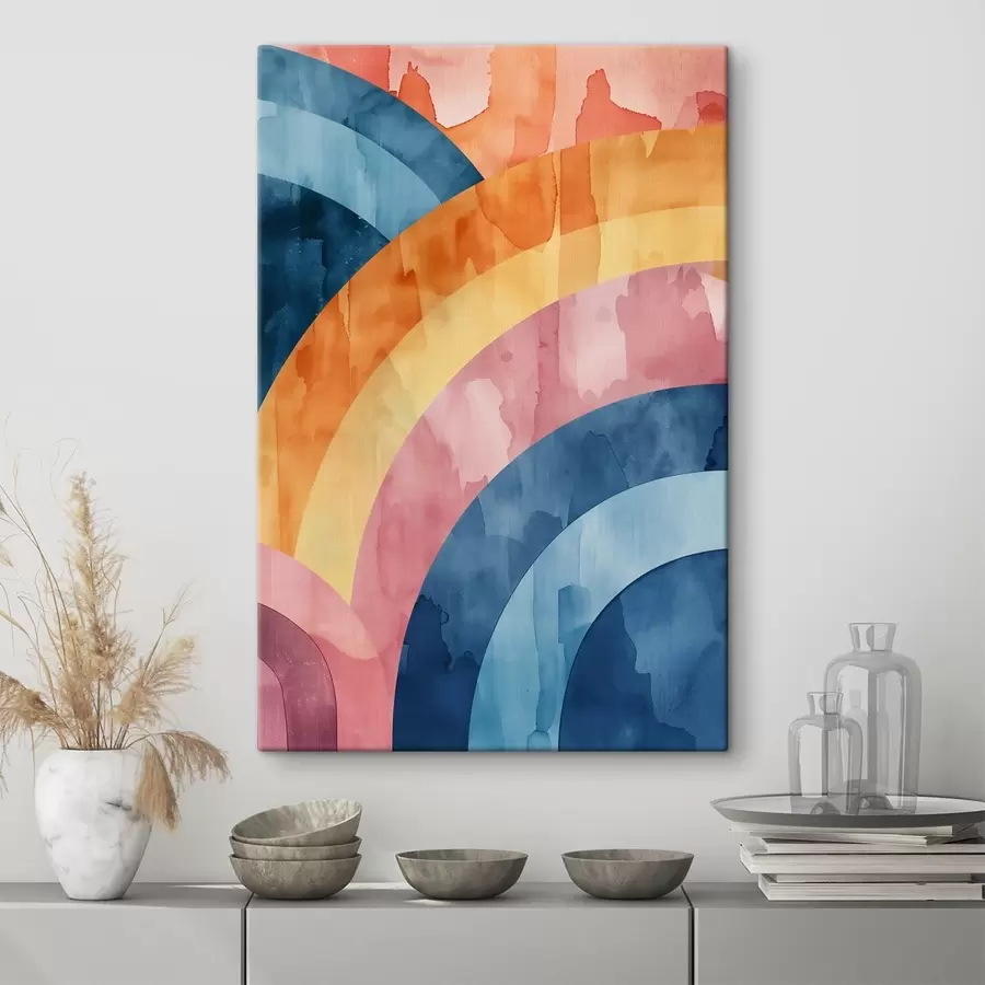  Schilderijen Abstracte strepen in regenboogkleuren s50301