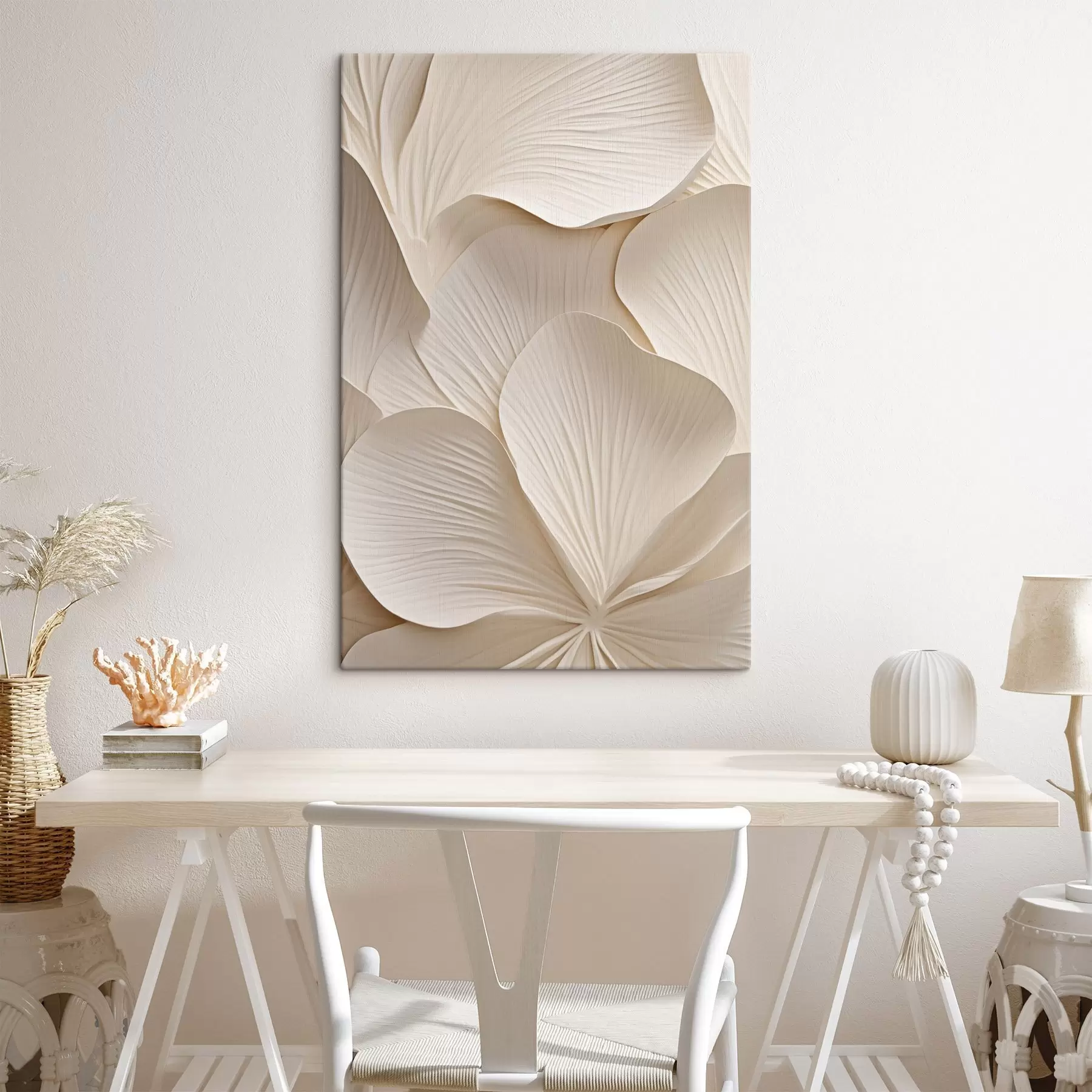  Schilderijen Driedimensionale witte bloemblaadjes s50305