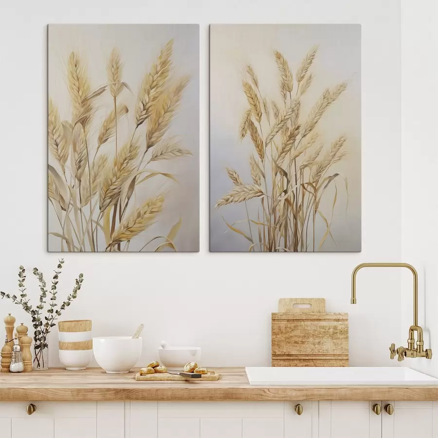 Schilderijen Tarwehalmen, schilderijimitatie m30858