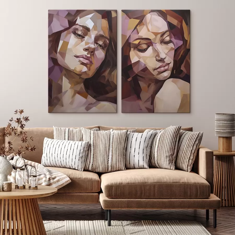 Fotobehang Abstract vrouwelijk portret, schilderijimitatie m30862