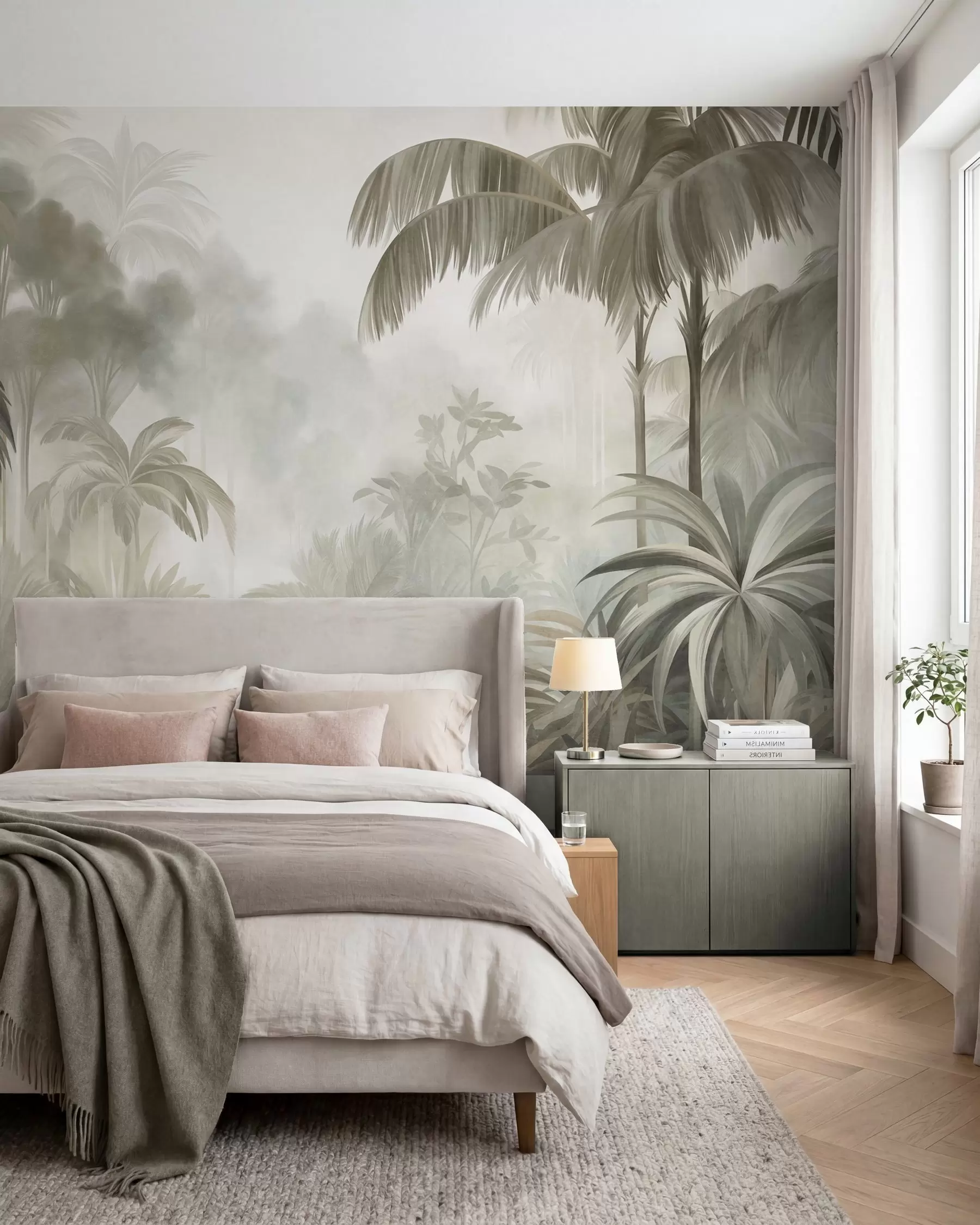 Fotobehang Jungle in saliegroen w10016