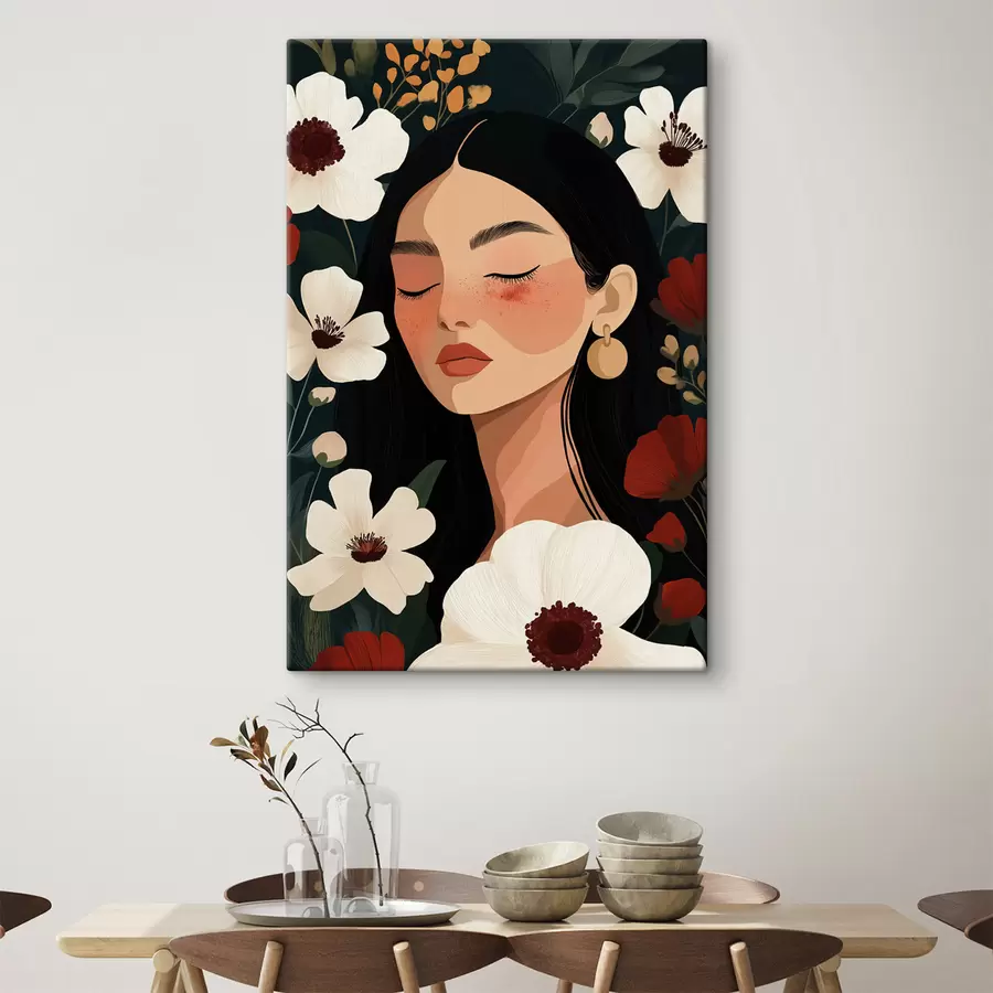  Schilderijen Vrouw tussen de bloemen s50339