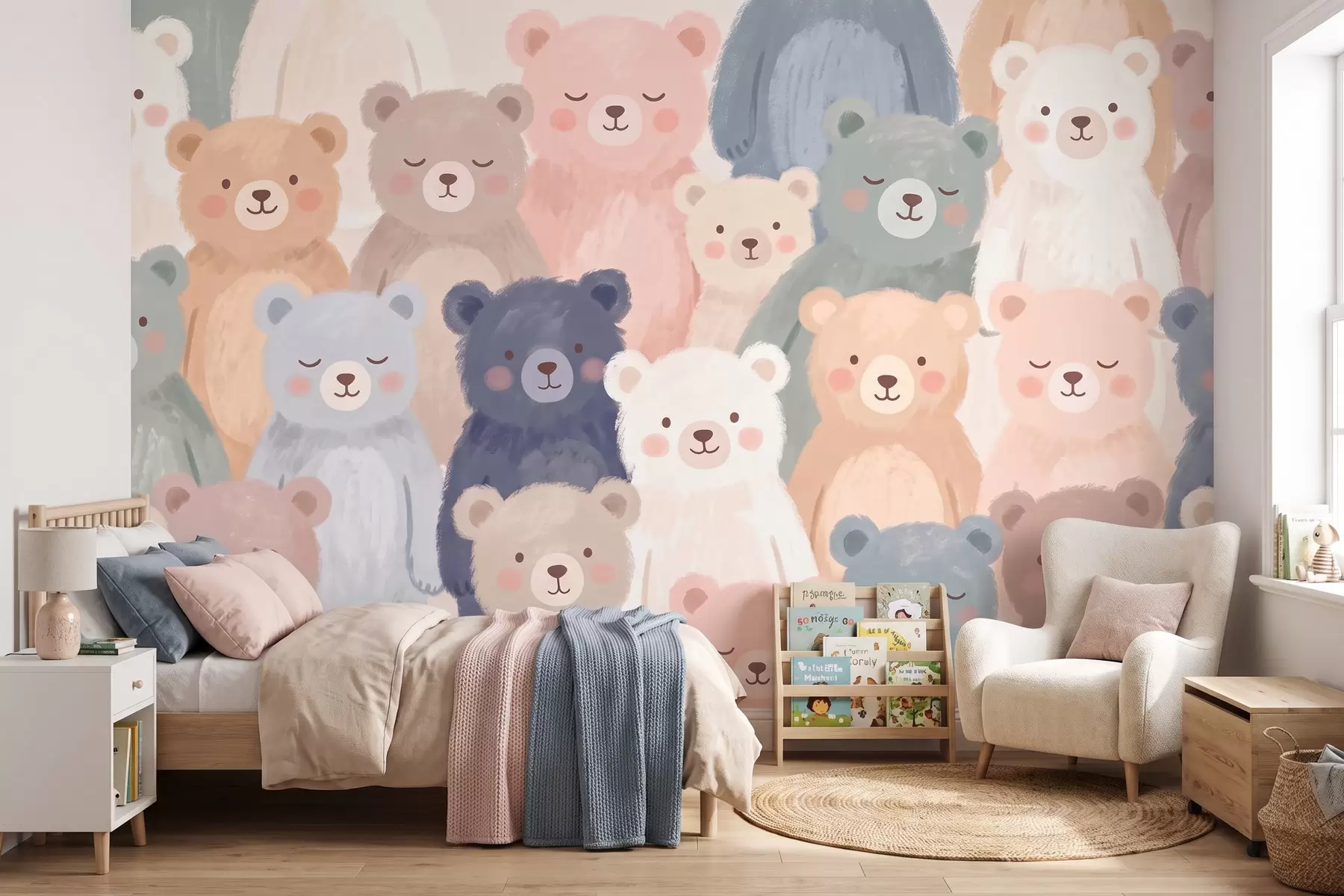 Fotobehang Beren in pastelkleuren w10010