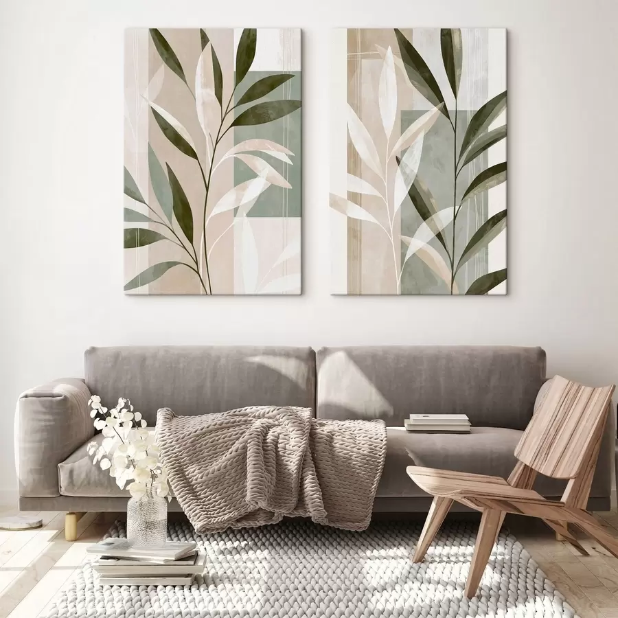  Schilderijen Abstracte botanische bladeren m30717
