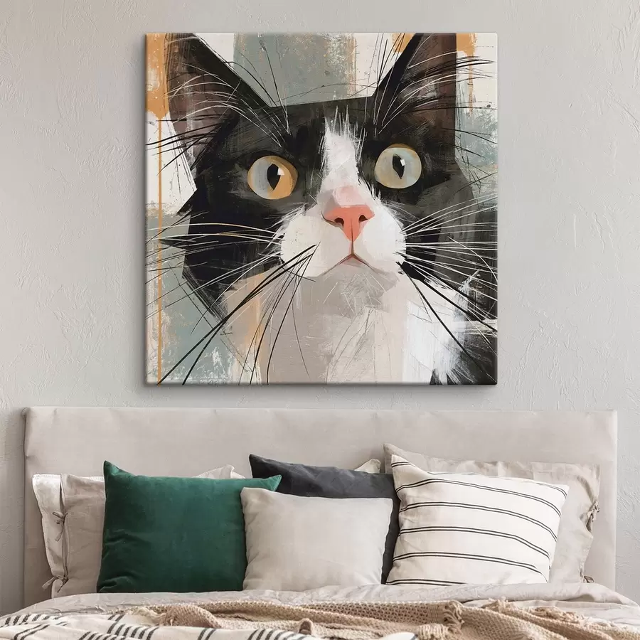  Schilderijen Een abstract portret van een kat s50165