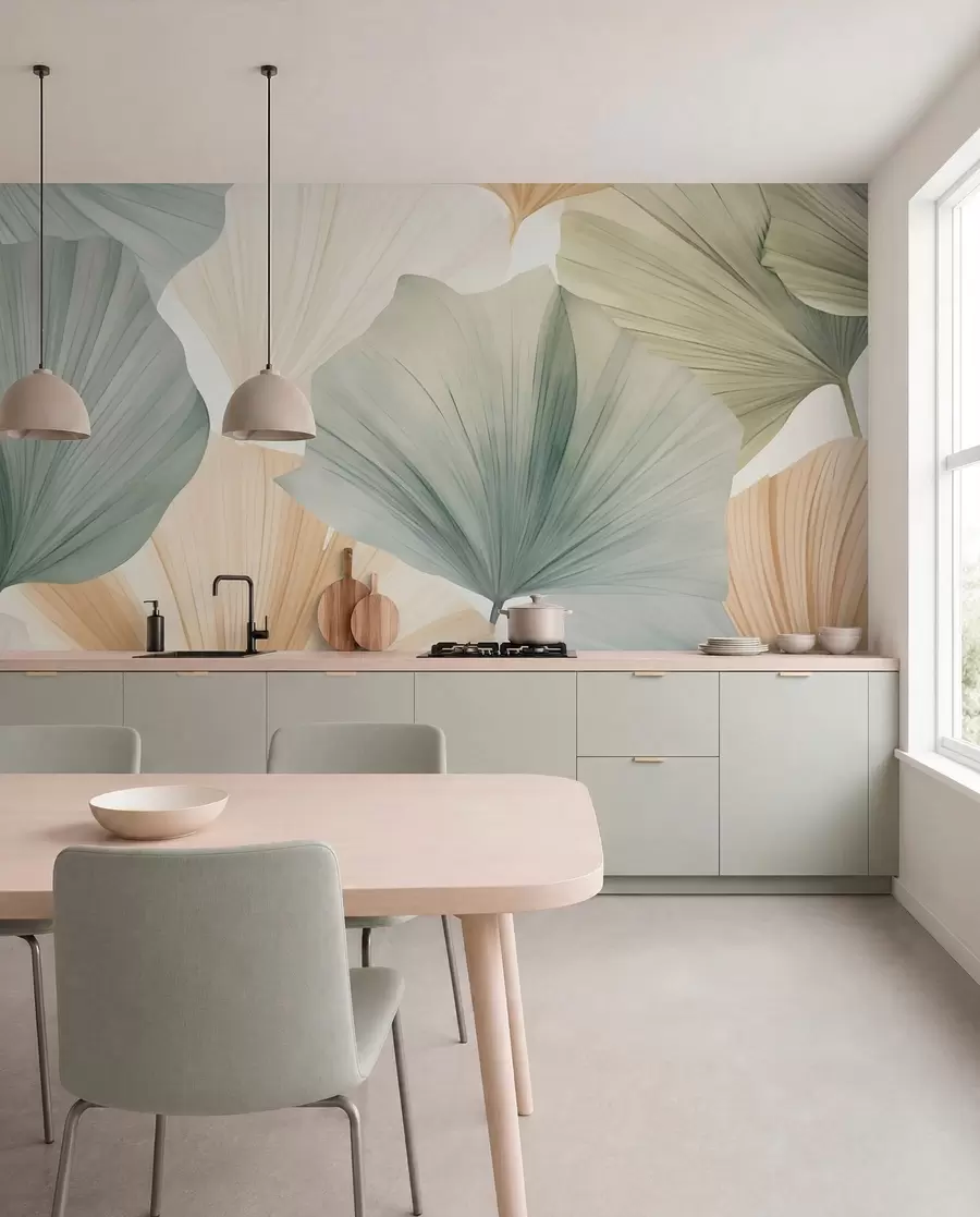 Fotobehang Rond ginkgoblad w05772