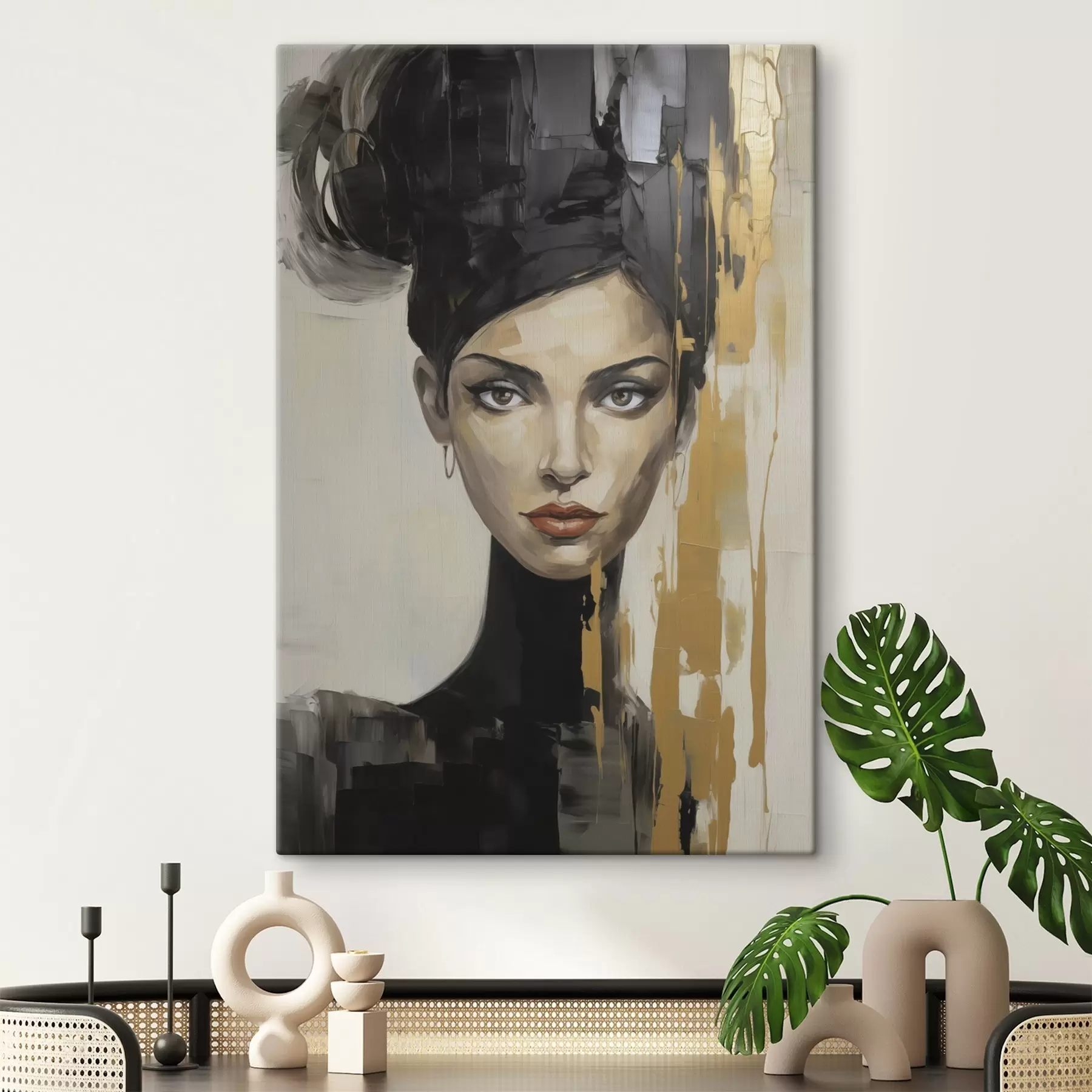  Schilderijen Abstract vrouwelijk portret, schilderijimitatie s50372