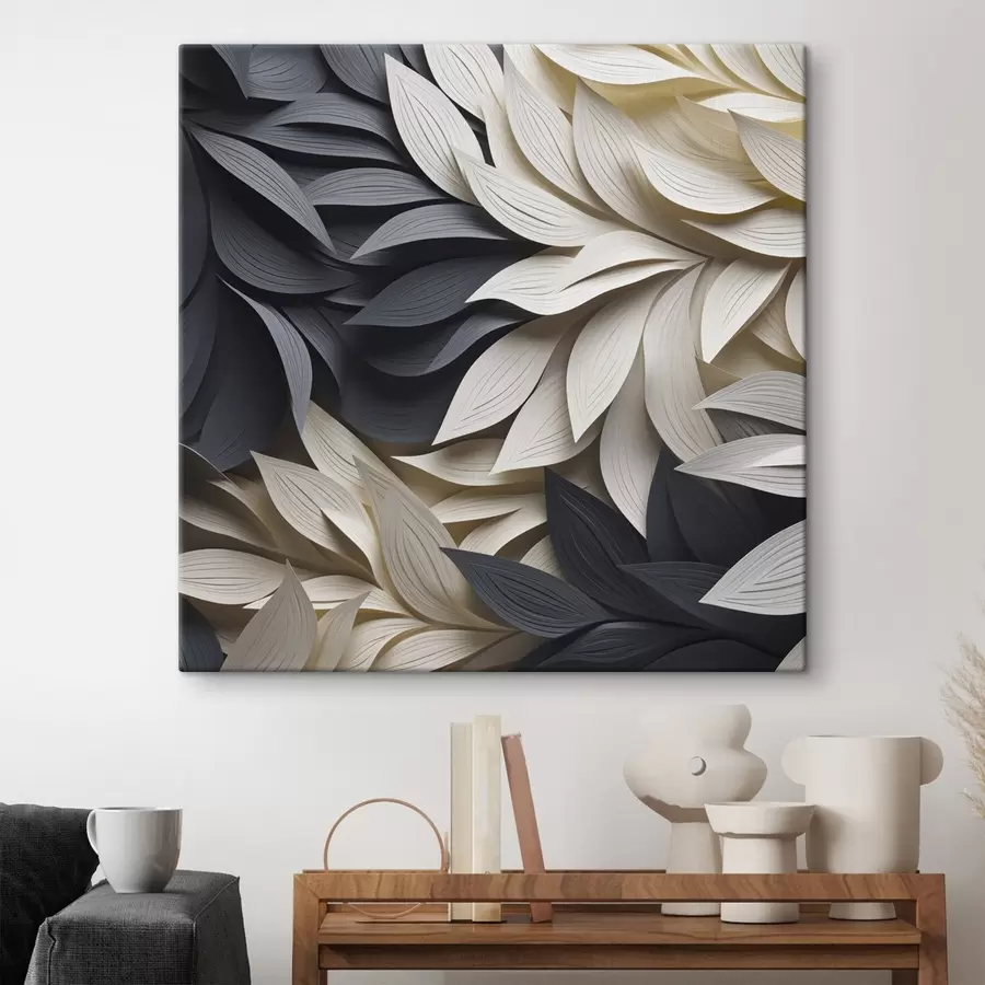  Schilderijen Abstracte, gestileerde bladeren s50376