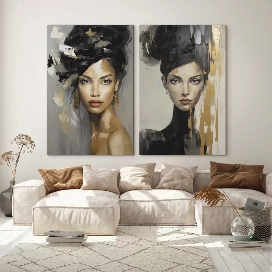  Schilderijen Abstract vrouwelijk portret, schilderijimitatie m30893